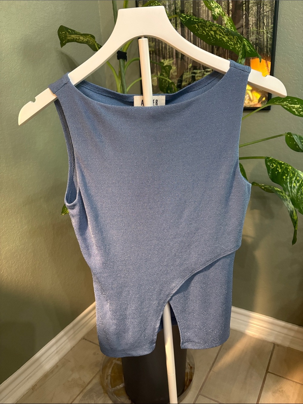 Vintage Amy Byers Asymmetric Light Blue Sleeveless shirt